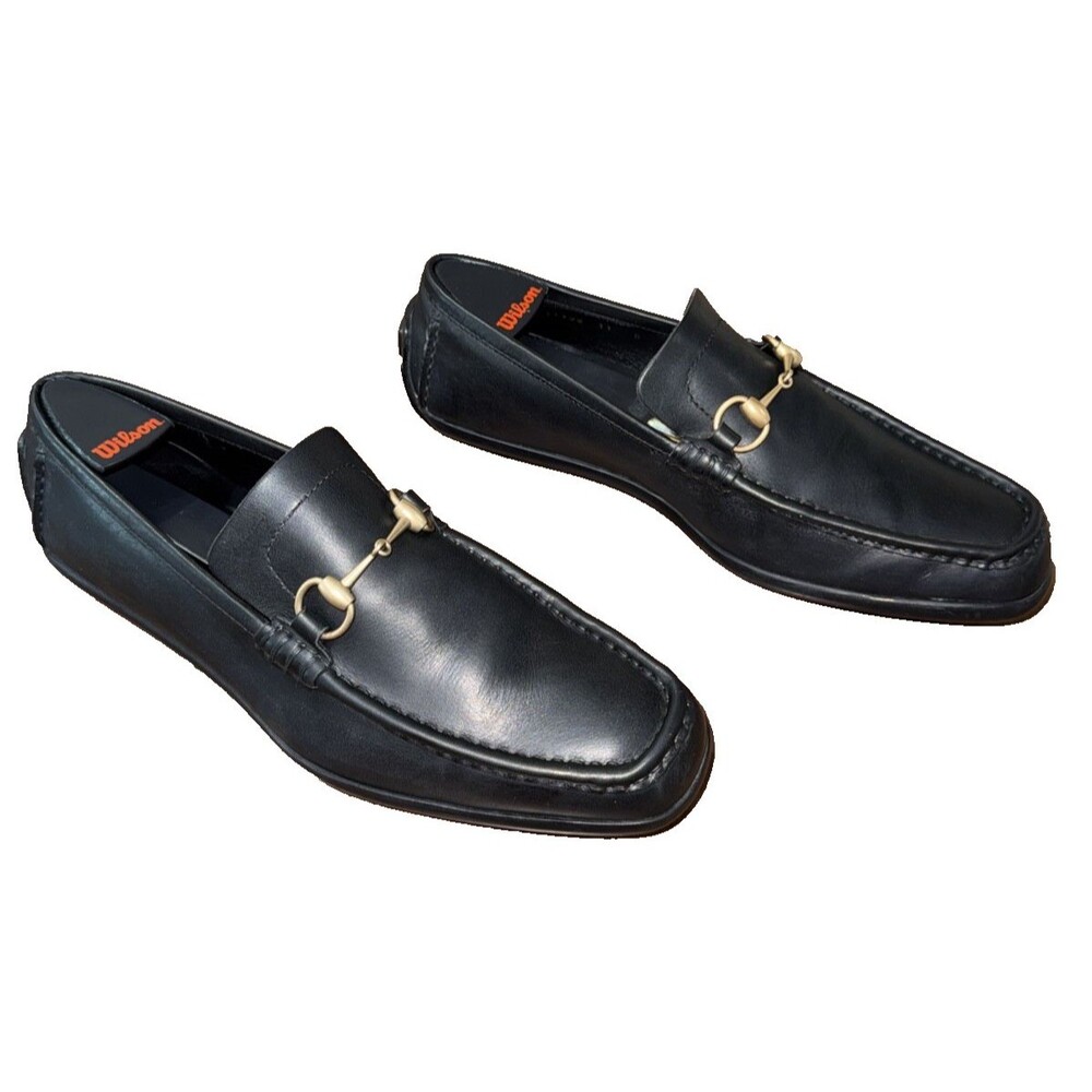 Gucci Jordaan Loafer Horsebit Driver Black Leather Mens 11D Made Italy Authentic